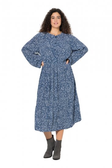 Ulla Popken 844594 Cvjetna midi haljina Tamnoplava - Midi haljine - Ženske midi haljine plus size