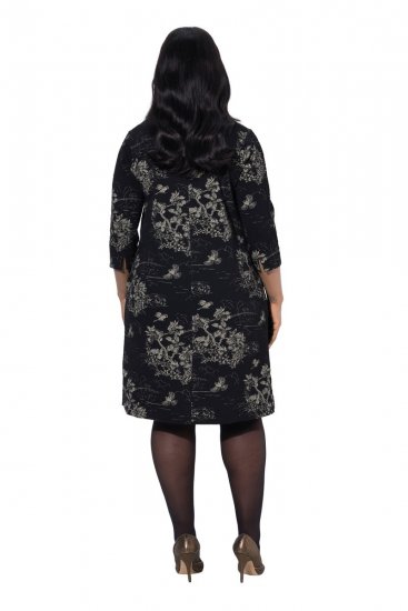 Ulla Popken 844739 Haljina s 3/4 rukavima Crna - Midi haljine - Ženske midi haljine plus size