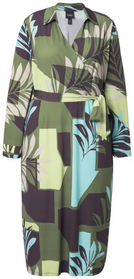 Ulla Popken 845122 Uzorkovana midi haljina s džepovima Tirkizna - Midi haljine - Ženske midi haljine plus size