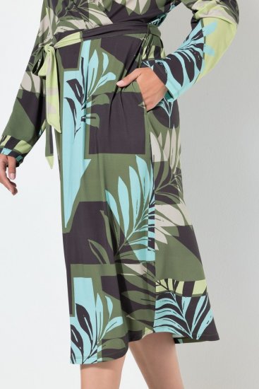 Ulla Popken 845122 Uzorkovana midi haljina s džepovima Tirkizna - Midi haljine - Ženske midi haljine plus size