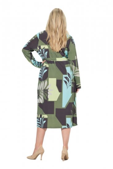 Ulla Popken 845122 Uzorkovana midi haljina s džepovima Tirkizna - Midi haljine - Ženske midi haljine plus size