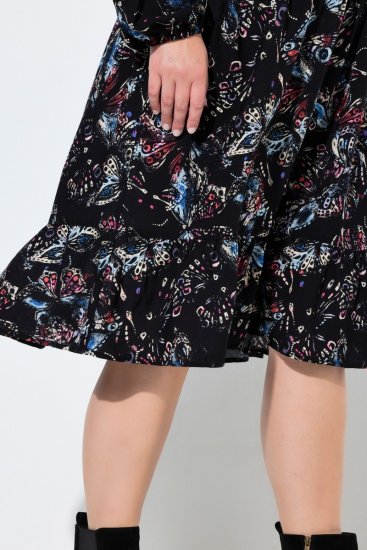 Ulla Popken 845287 Uzorkovana midi haljina Crna - Midi haljine - Ženske midi haljine plus size