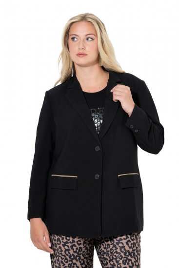 Ulla Popken 845336 Oversize rastezljivi sako s dva gumba Crna - Sakoi - Sakoi u velikim veličinama za žene