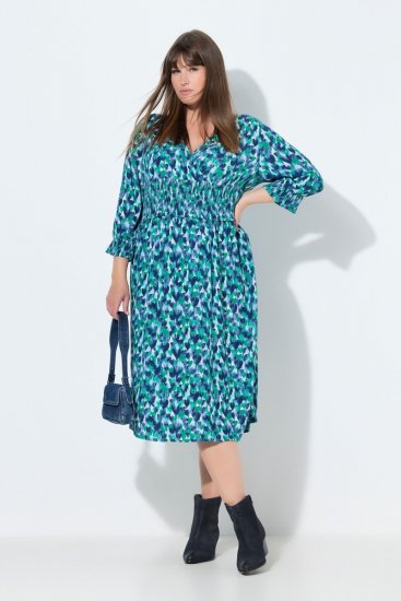 Ulla Popken 845360 Uzorkovana midi haljina Svijetloplava - Midi haljine - Ženske midi haljine plus size