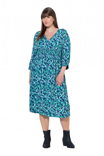 Ulla Popken 845360 Uzorkovana midi haljina Svijetloplava - Midi haljine - Ženske midi haljine plus size