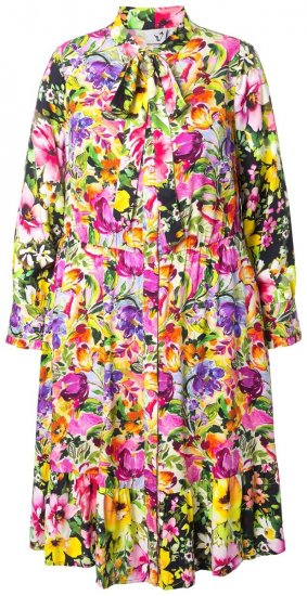 Ulla Popken 845512 Cvjetna košuljasta haljina Bobičasto crvena - Midi haljine - Ženske midi haljine plus size