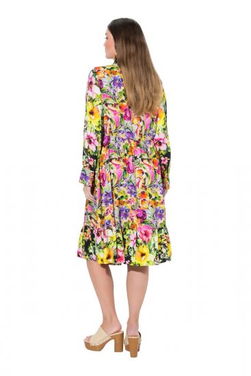Ulla Popken 845512 Cvjetna košuljasta haljina Bobičasto crvena - Midi haljine - Ženske midi haljine plus size