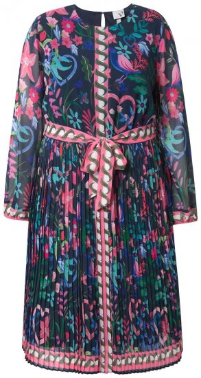 Ulla Popken 845649 Cvjetna šifonska haljina Tamnoplava - Midi haljine - Ženske midi haljine plus size