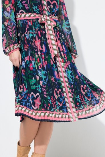 Ulla Popken 845649 Cvjetna šifonska haljina Tamnoplava - Midi haljine - Ženske midi haljine plus size