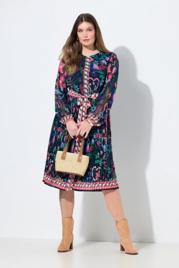 Ulla Popken 845649 Cvjetna šifonska haljina Tamnoplava - Midi haljine - Ženske midi haljine plus size