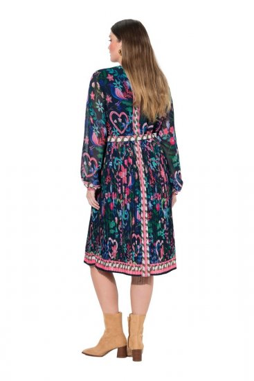 Ulla Popken 845649 Cvjetna šifonska haljina Tamnoplava - Midi haljine - Ženske midi haljine plus size