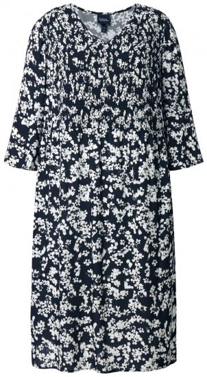 Ulla Popken 845825 Cvjetna midi haljina s 3/4 rukavima Crna - Midi haljine - Ženske midi haljine plus size