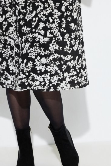 Ulla Popken 845825 Cvjetna midi haljina s 3/4 rukavima Crna - Midi haljine - Ženske midi haljine plus size
