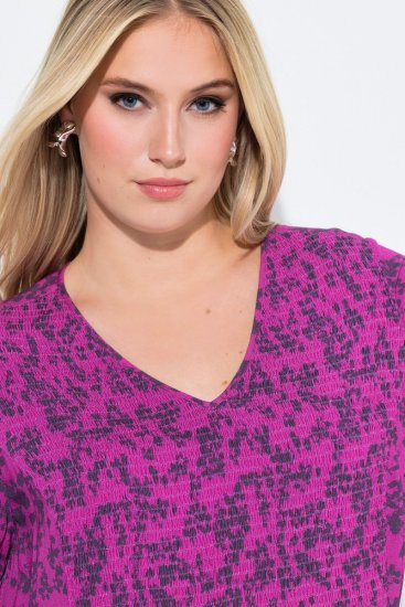 Ulla Popken 845825 Cvjetna midi haljina s V-izrezom Lila - Midi haljine - Ženske midi haljine plus size
