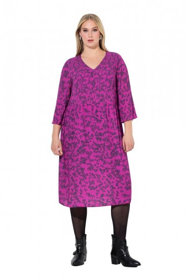Ulla Popken 845825 Cvjetna midi haljina s V-izrezom Lila - Midi haljine - Ženske midi haljine plus size