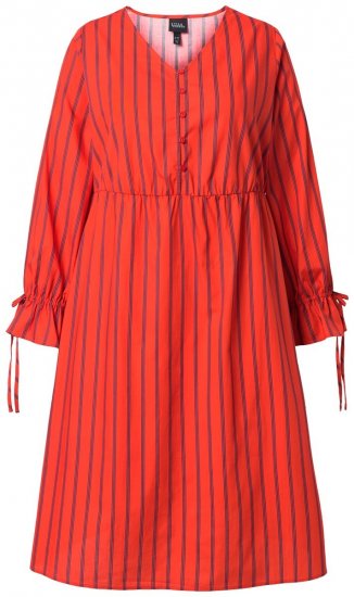 Ulla Popken 845863 Prugasta midi haljina s pojasom za vezanje Koraljna - Midi haljine - Ženske midi haljine plus size