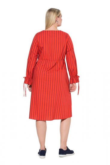 Ulla Popken 845863 Prugasta midi haljina s pojasom za vezanje Koraljna - Midi haljine - Ženske midi haljine plus size