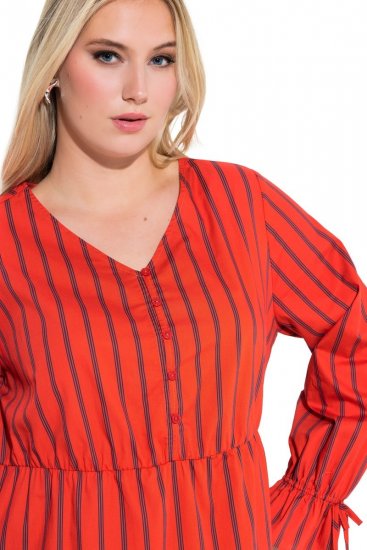 Ulla Popken 845863 Prugasta midi haljina s pojasom za vezanje Koraljna - Midi haljine - Ženske midi haljine plus size
