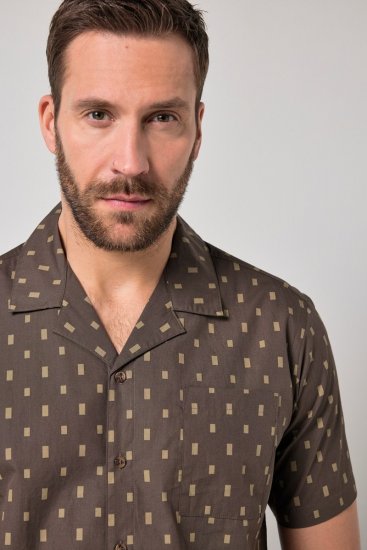 JP1880 Boxy Cuba Short Sleeve Shirt Brown - Košulje - Muške Košulje Veliki Brojevi