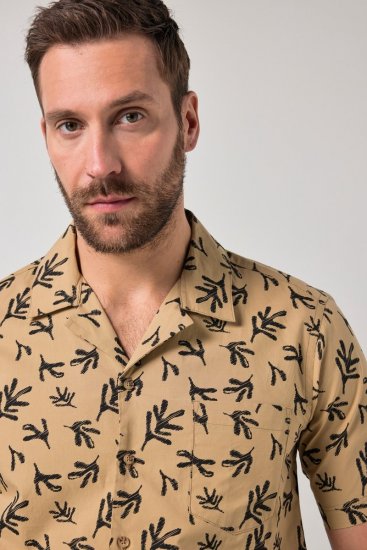 JP1880 Boxy Cuba Short Sleeve Shirt Camel - Košulje - Muške Košulje Veliki Brojevi