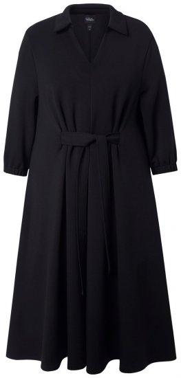Ulla Popken 846373 Midi haljina s pojasom za vezanje Crna - Midi haljine - Ženske midi haljine plus size
