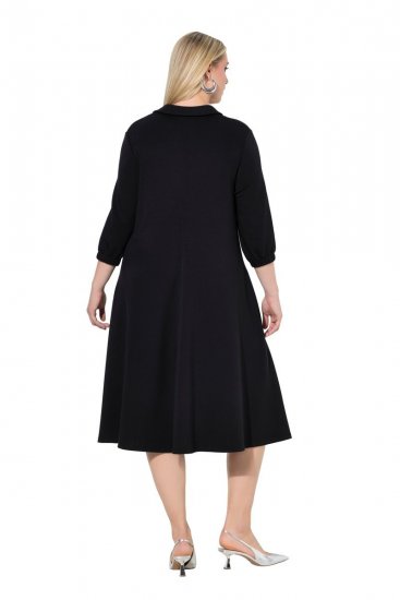 Ulla Popken 846373 Midi haljina s pojasom za vezanje Crna - Midi haljine - Ženske midi haljine plus size