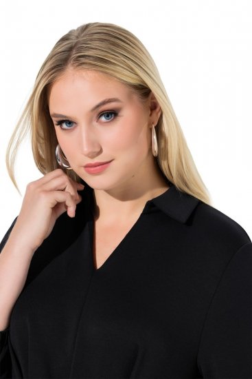 Ulla Popken 846373 Midi haljina s pojasom za vezanje Crna - Midi haljine - Ženske midi haljine plus size