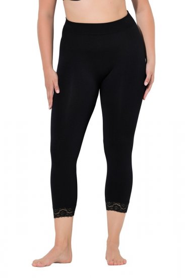 Ulla Popken 846491 3/4 hulahop tajice s čipkom Crna - Hulahopke & čarape - 
