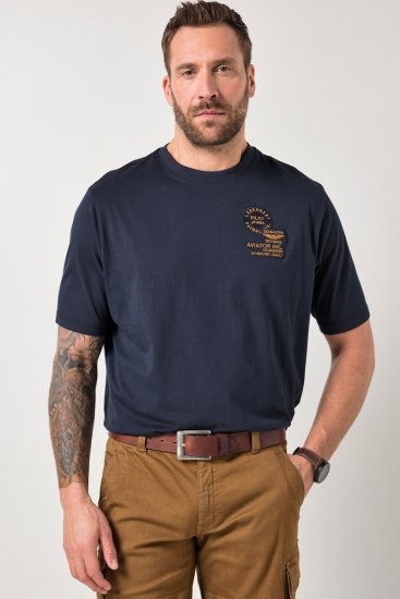 JP1880 846657 Majica bellyfit s našivcima Tamnoplava TALL - TALL T-shirts - Majice za Visoke Muškarce