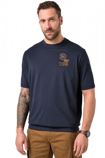 JP1880 846657 Majica bellyfit s našivcima Tamnoplava TALL - TALL T-shirts - Majice za Visoke Muškarce