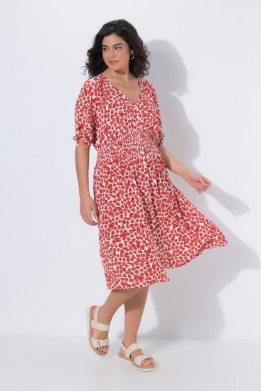 Ulla Popken 846912 Uzorkovana midi haljina Koraljna - Midi haljine - Ženske midi haljine plus size