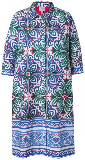 Ulla Popken 846952 Cvjetna košuljasta haljina Bijela - Midi haljine - Ženske midi haljine plus size