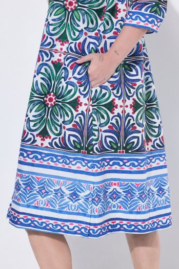 Ulla Popken 846952 Cvjetna košuljasta haljina Bijela - Midi haljine - Ženske midi haljine plus size