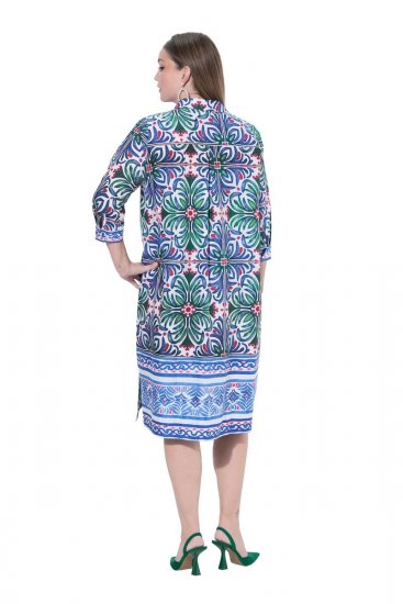 Ulla Popken 846952 Cvjetna košuljasta haljina Bijela - Midi haljine - Ženske midi haljine plus size