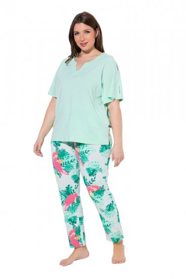 Ulla Popken 846971 Pidžama s uzorkom Svijetlozelena - Pidžame/Loungewear - 