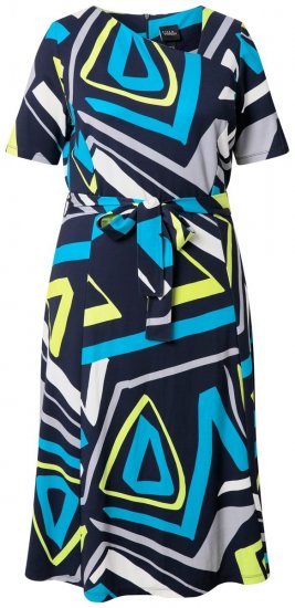 Ulla Popken 847324 Uzorkovana midi haljina Tamnoplava - Midi haljine - Ženske midi haljine plus size