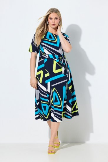 Ulla Popken 847324 Uzorkovana midi haljina Tamnoplava - Midi haljine - Ženske midi haljine plus size