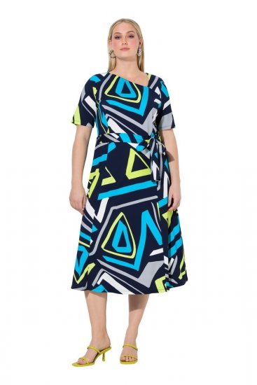 Ulla Popken 847324 Uzorkovana midi haljina Tamnoplava - Midi haljine - Ženske midi haljine plus size