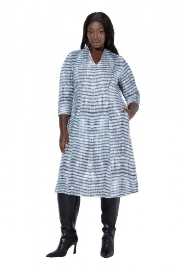 Ulla Popken 847643 Prugasta haljina od jerseya Tamnoplava - Haljine od jerseyja - 