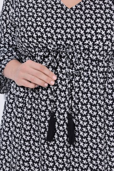 Ulla Popken 847798 Midi haljina A-kroja s V-izrezom Crna - Midi haljine - Ženske midi haljine plus size
