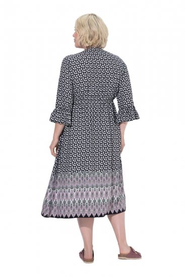 Ulla Popken 847798 Midi haljina A-kroja s V-izrezom Crna - Midi haljine - Ženske midi haljine plus size