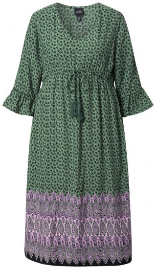Ulla Popken 847798 Midi haljina A-kroja s V-izrezom Tamnozelena - Midi haljine - Ženske midi haljine plus size