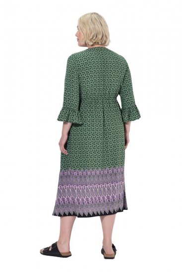 Ulla Popken 847798 Midi haljina A-kroja s V-izrezom Tamnozelena - Midi haljine - Ženske midi haljine plus size