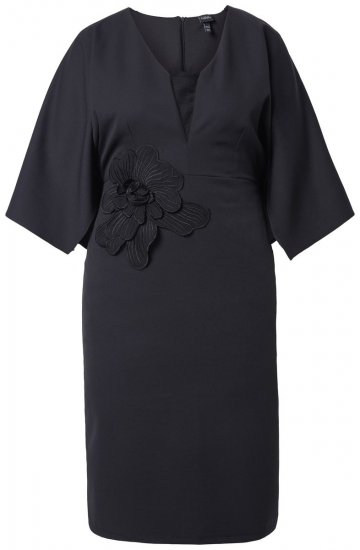 Ulla Popken 847909 Cvjetna midi haljina Crna - Midi haljine - Ženske midi haljine plus size