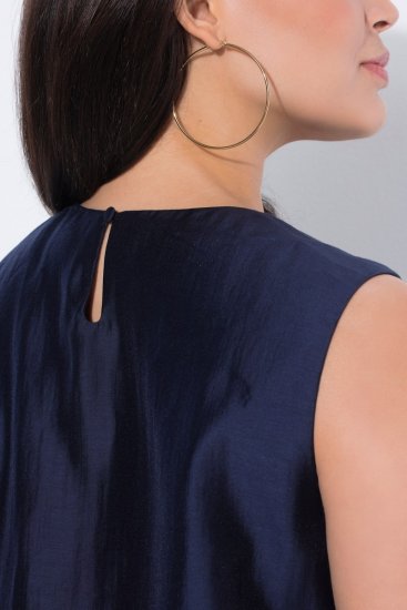 Ulla Popken 847918 Cvjetna šifonska haljina Tamnoplava - Midi haljine - Ženske midi haljine plus size