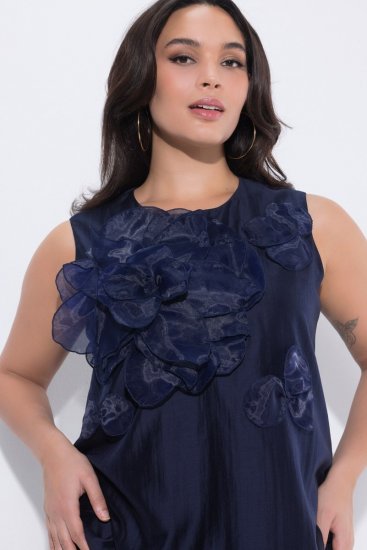 Ulla Popken 847918 Cvjetna šifonska haljina Tamnoplava - Midi haljine - Ženske midi haljine plus size