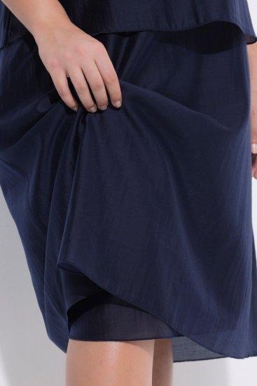 Ulla Popken 847918 Cvjetna šifonska haljina Tamnoplava - Midi haljine - Ženske midi haljine plus size