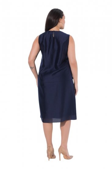 Ulla Popken 847918 Cvjetna šifonska haljina Tamnoplava - Midi haljine - Ženske midi haljine plus size