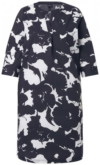 Ulla Popken 848061 Cvjetna midi haljina s 3/4 rukavima Crna - Midi haljine - Ženske midi haljine plus size