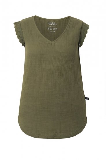 Ulla Popken 848131 Pidžama s čipkom Maslinasta - Pidžame/Loungewear - 